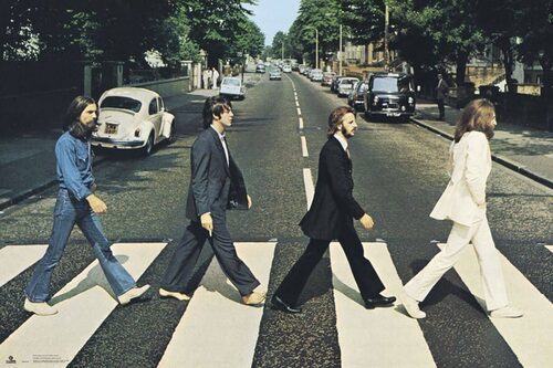 Całość plakatu muzycznego The Beatles Abbey Road.