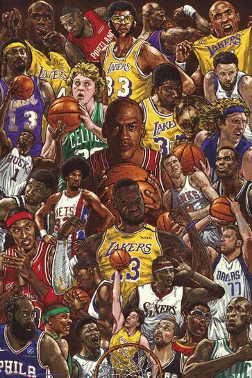 Całość plakatu Basketball Superstars.