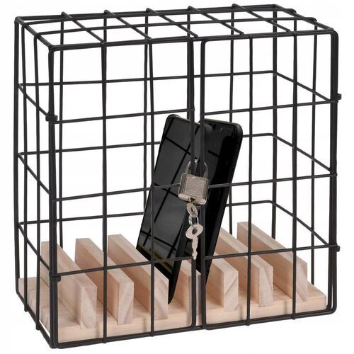 Stojak klatka więzienie na telefon metalowa czarna