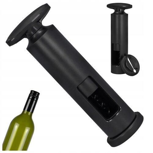 Korkociąg otwieracz do wina butelek czarny ręczny pompka próżniowa 16,5 cm