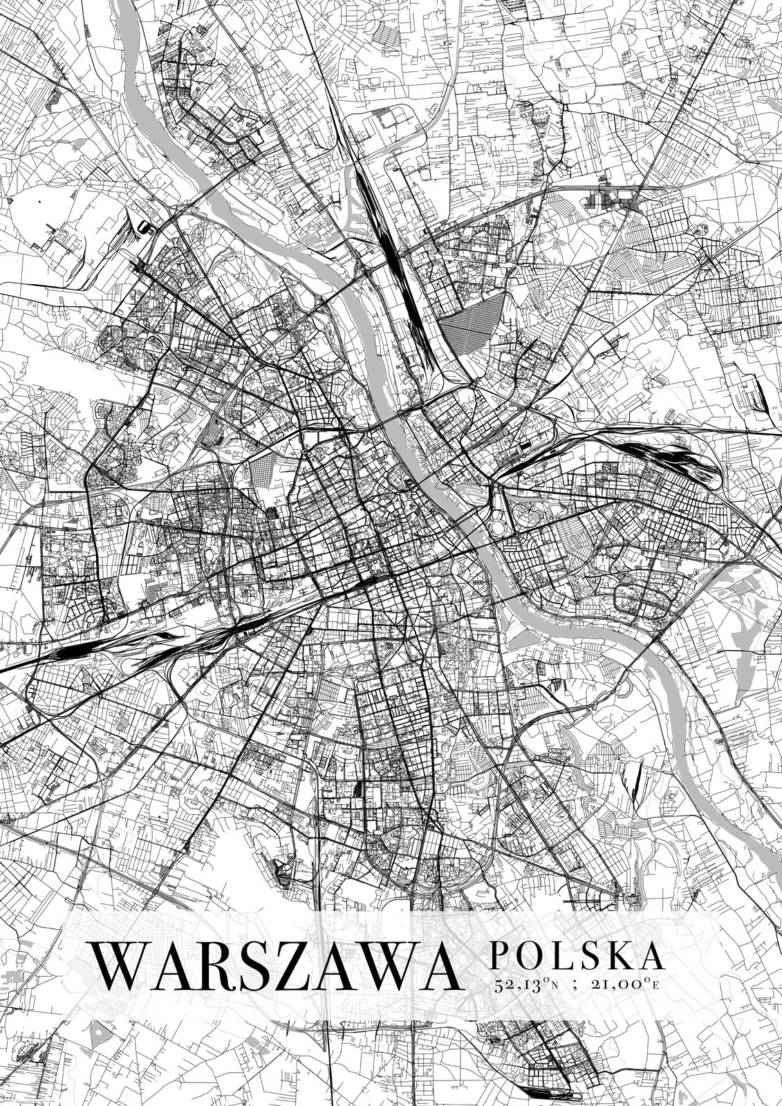Warszawa Mapa Miasta Plakat A1 Nicestuffpl 7215