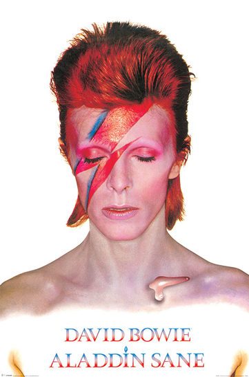 Plakat muzyczny David Bowie w pełnej krasie.