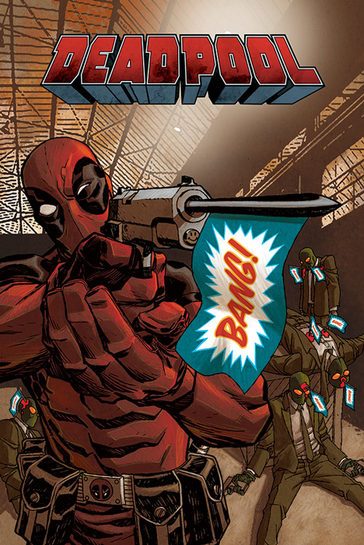 Całościowy widok plakatu z Deadpoolem w pozie 