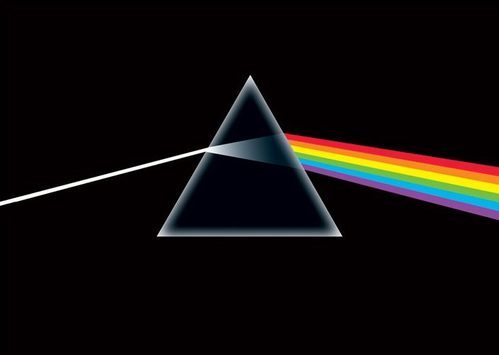 Cały plakat Pink Floyd z tłem pryzmatu.