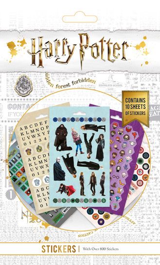 Oficjalne logo Harry Potter na kartce z naklejkami.