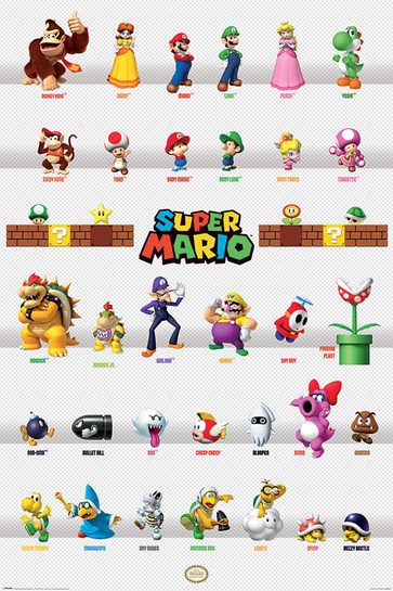 Główny widok plakatu Super Mario z parą postaci.