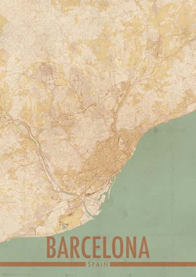 Barcelona Mapa Miasta - plakat A3
