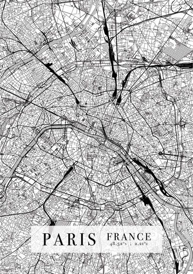 Paryż Mapa Miasta - plakat A1