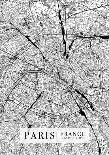 Paryż Mapa Miasta - plakat A2