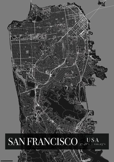 San Francisco Mapa Miasta - plakat A2
