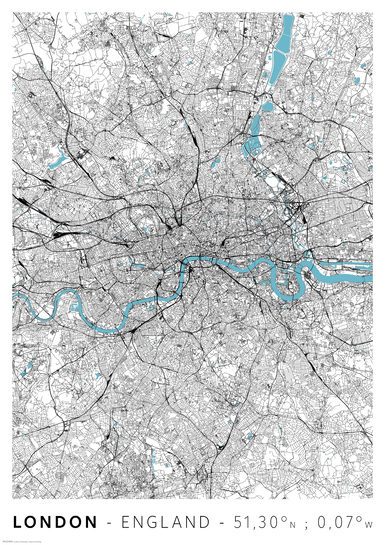 Londyn Mapa Miasta - plakat A2
