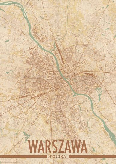 Warszawa Mapa Miasta - plakat A3