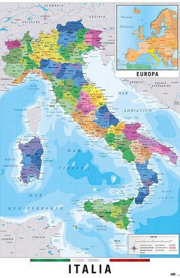 Pełny widok plakatu Mapa Włoch.