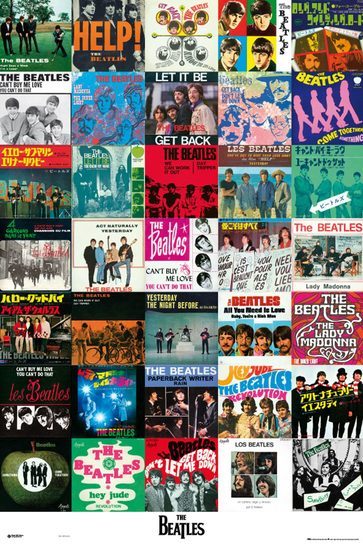 Całościowy widok plakatu The Beatles Singles.