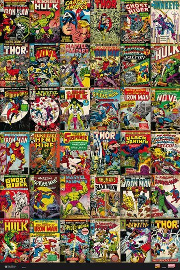 Całościowy widok plakatu Marvel Comics Classic Covers.