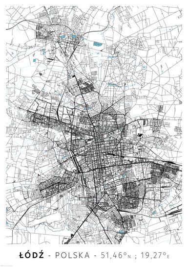 Łódź Mapa Miasta - plakat A1