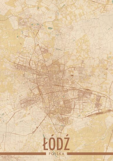 Łódź Mapa Miasta - plakat A2