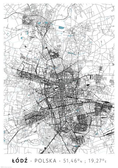 Łódź Mapa Miasta - plakat A2