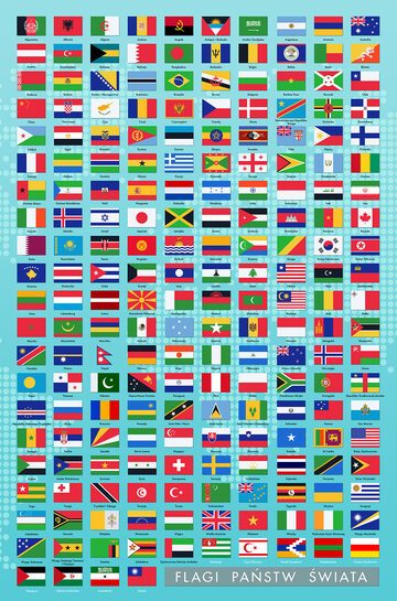 Plakat z flagami różnych krajów świata