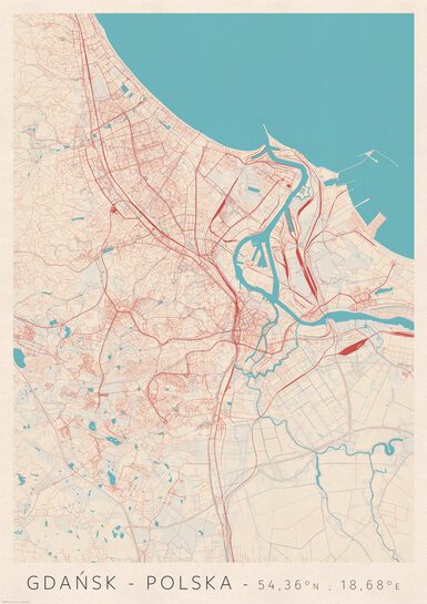 Gdańsk Mapa Miasta - plakat A1