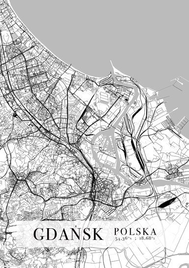 Gdańsk Mapa Miasta - plakat A2