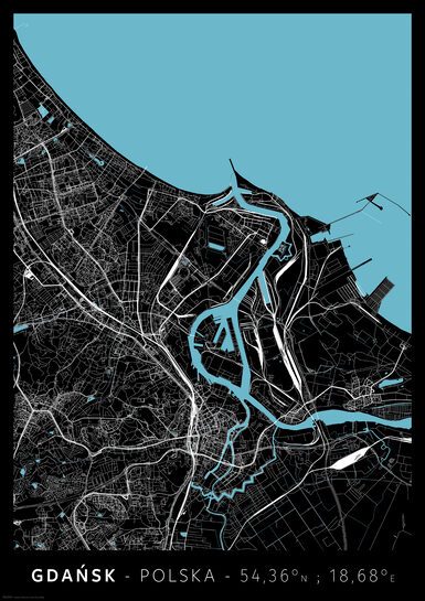 Gdańsk Mapa Miasta - plakat A2