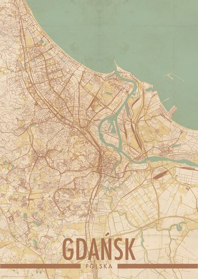 Gdańsk Mapa Miasta - plakat A3