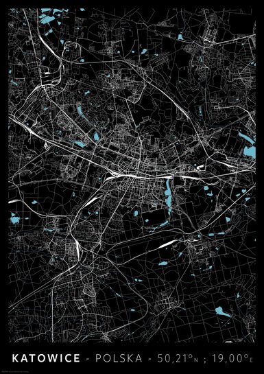 Katowice Mapa Miasta - plakat A2