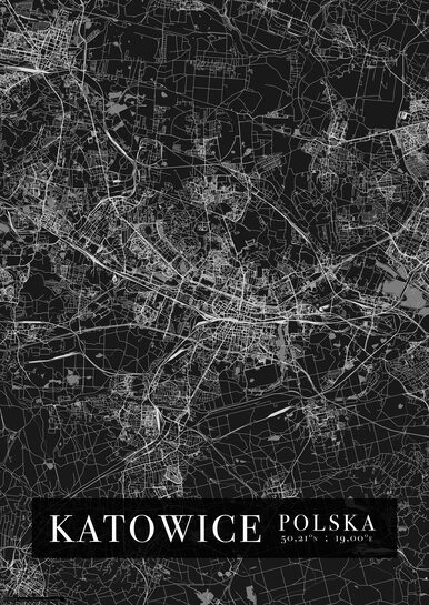 Katowice Mapa Miasta - plakat A3