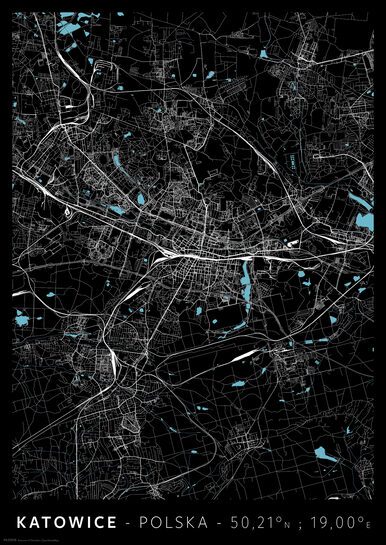 Katowice Mapa Miasta - plakat A3