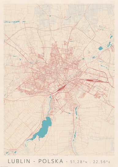 Lublin Mapa Miasta - plakat A1