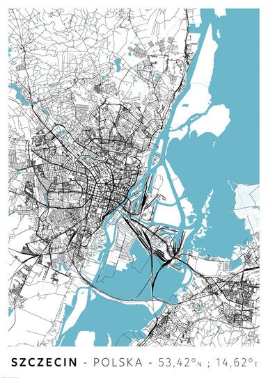 Szczecin Mapa Miasta - plakat A1