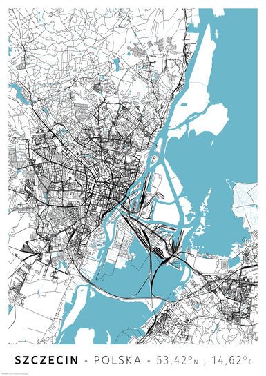 Szczecin Mapa Miasta - plakat A2