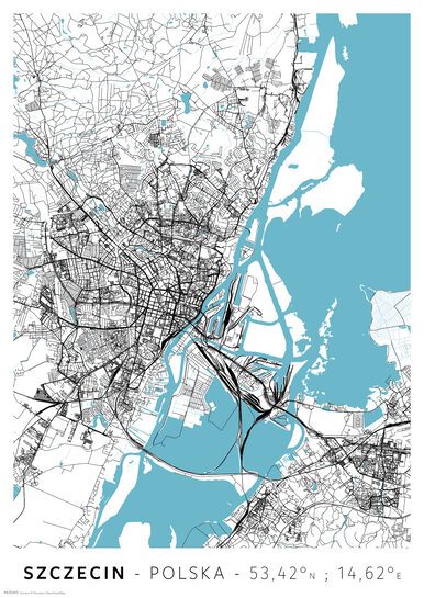 Szczecin Mapa Miasta - plakat A3