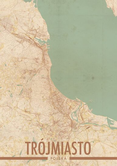 Trójmiasto (Gdańsk, Gdynia, Sopot) Mapa Miasta - plakat A1