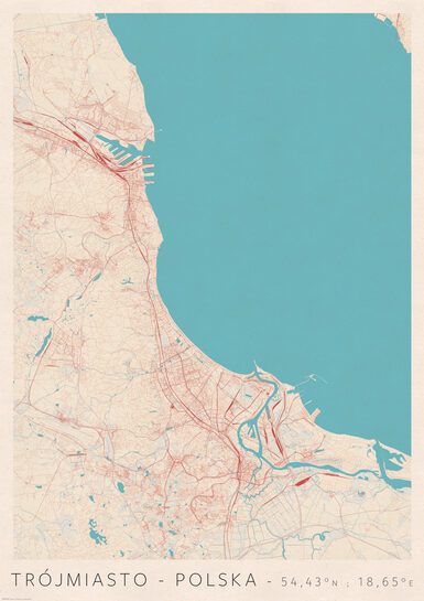Trójmiasto (Gdańsk, Gdynia, Sopot) Mapa Miasta - plakat A1