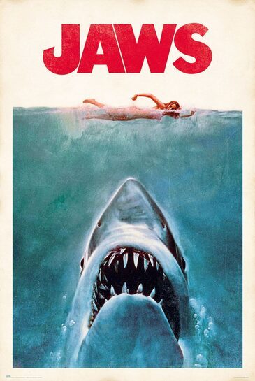Całościowy widok plakatu Jaws.