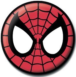 Detal na przypince z oczami Spider-Mana.