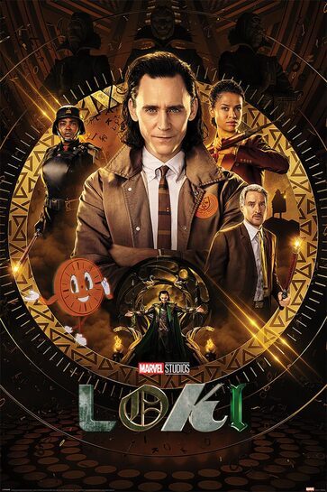 Detal plakatu Loki, podkreślający intensywność kolorów i jakość wydruku.