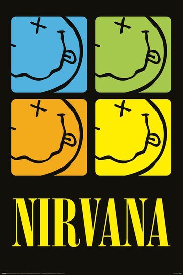 Cały plakat muzyczny Nirvana Smiley Squares.