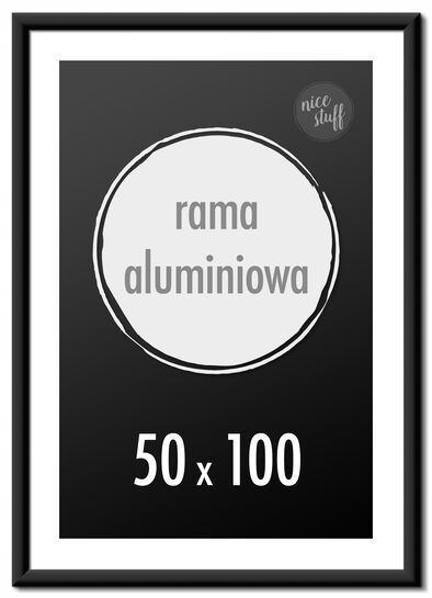 Czarna aluminiowa ramka 50x100 cm – widok frontalny