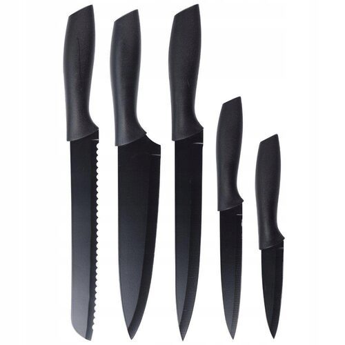 Noże zestaw noży kuchennych czarne stalowe