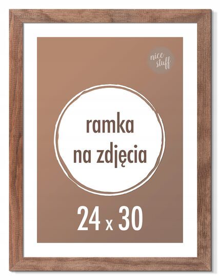 Brązowa Ramka Drewniana 24x30 cm - widok z przodu