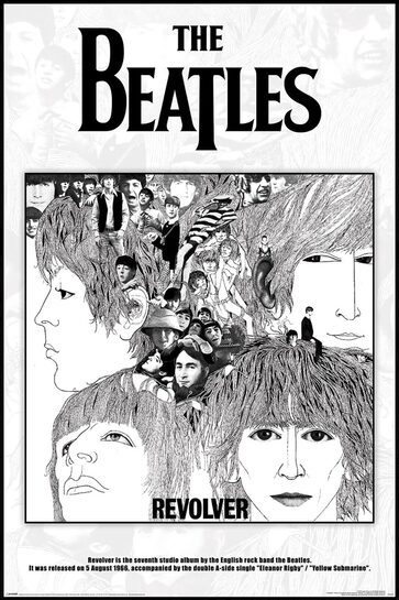 Całościowy widok plakatu The Beatles Revolver.