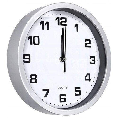 Zegar ścienny na ścianę do kuchni srebrny 20 cm