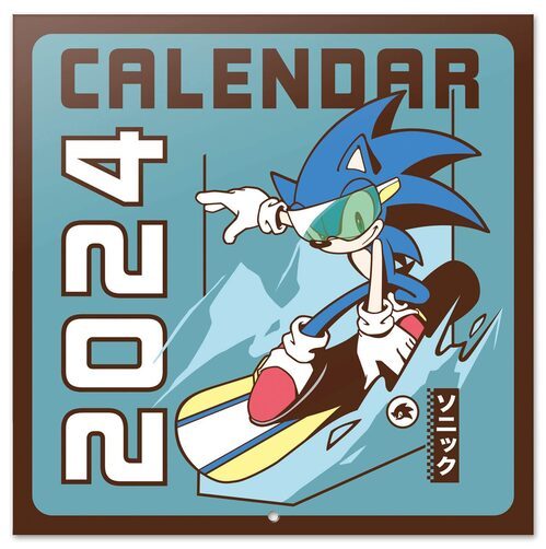 Okładka oficjalnego kalendarza ściennego Sonic 2024