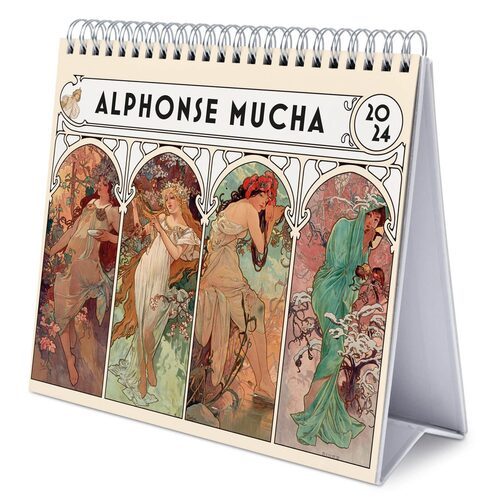 Pełen widok Kalendarza Biurkowego Alphonse Mucha 2024