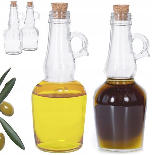 Butelka na oliwę olej ocet szklana z korkiem 2 szt