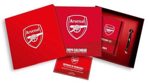 Arsenal FC - grający zestaw na prezent długopis, kalendarz, pamiętnik 2024