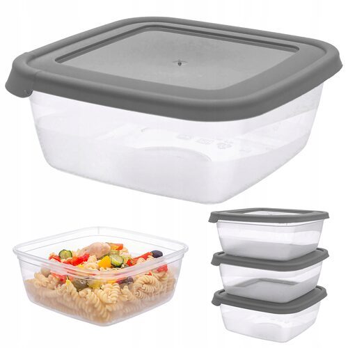 Pojemnik plastikowy pokrywa 0,9l organizer lunchbox na żywność komplet 3szt